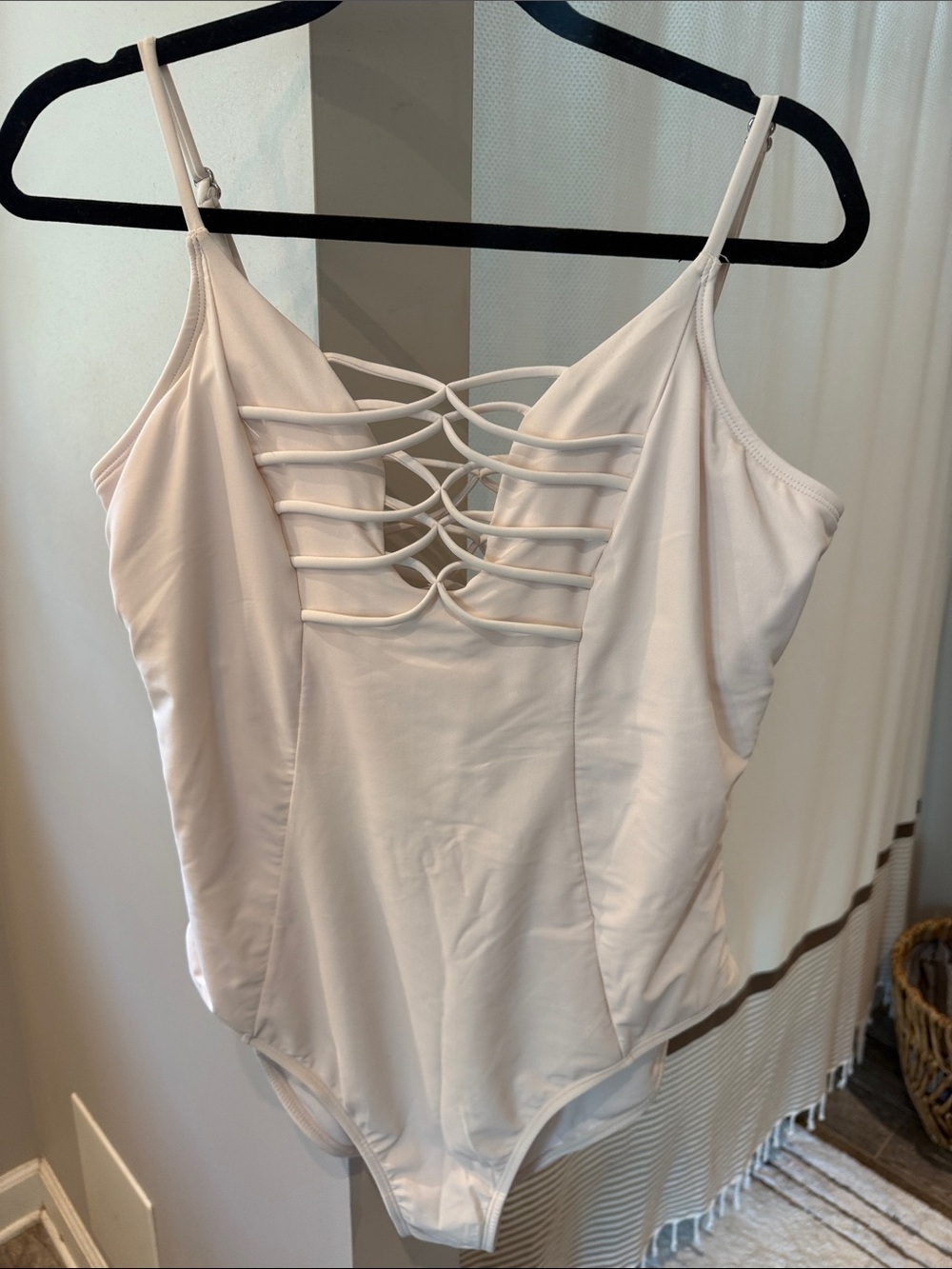 Women's Cream Strappy Front One-Piece Swimsuit